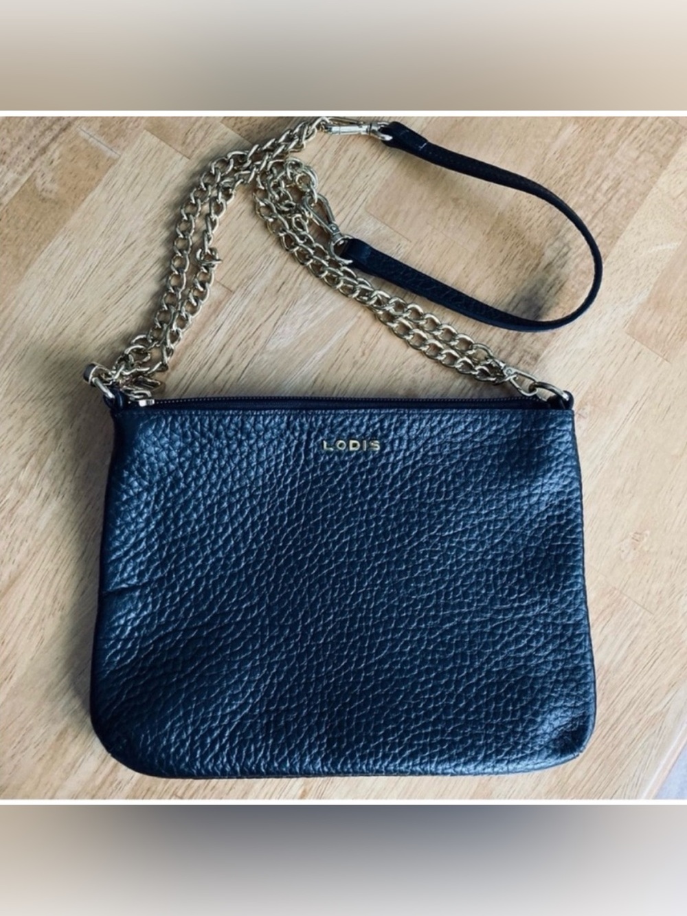 Lodis Emily Convertible Black Leather Handbag with Chain Strap
